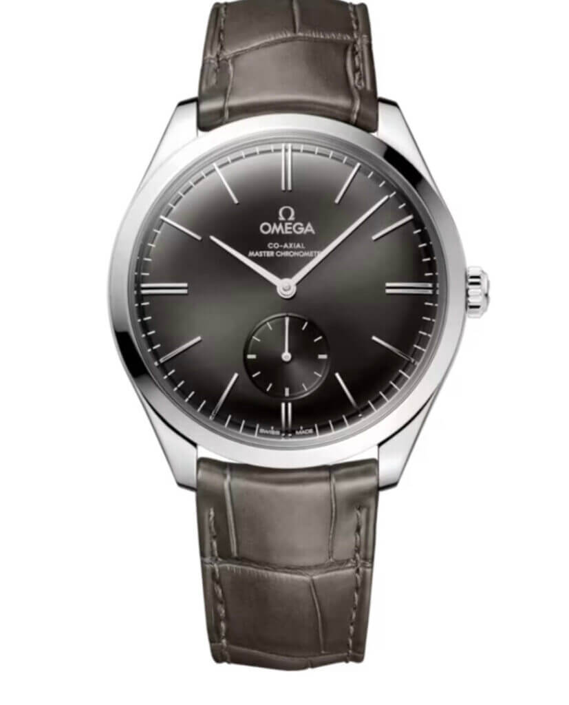 Omega De Ville Tresor 40mm steel watch on a leather strap