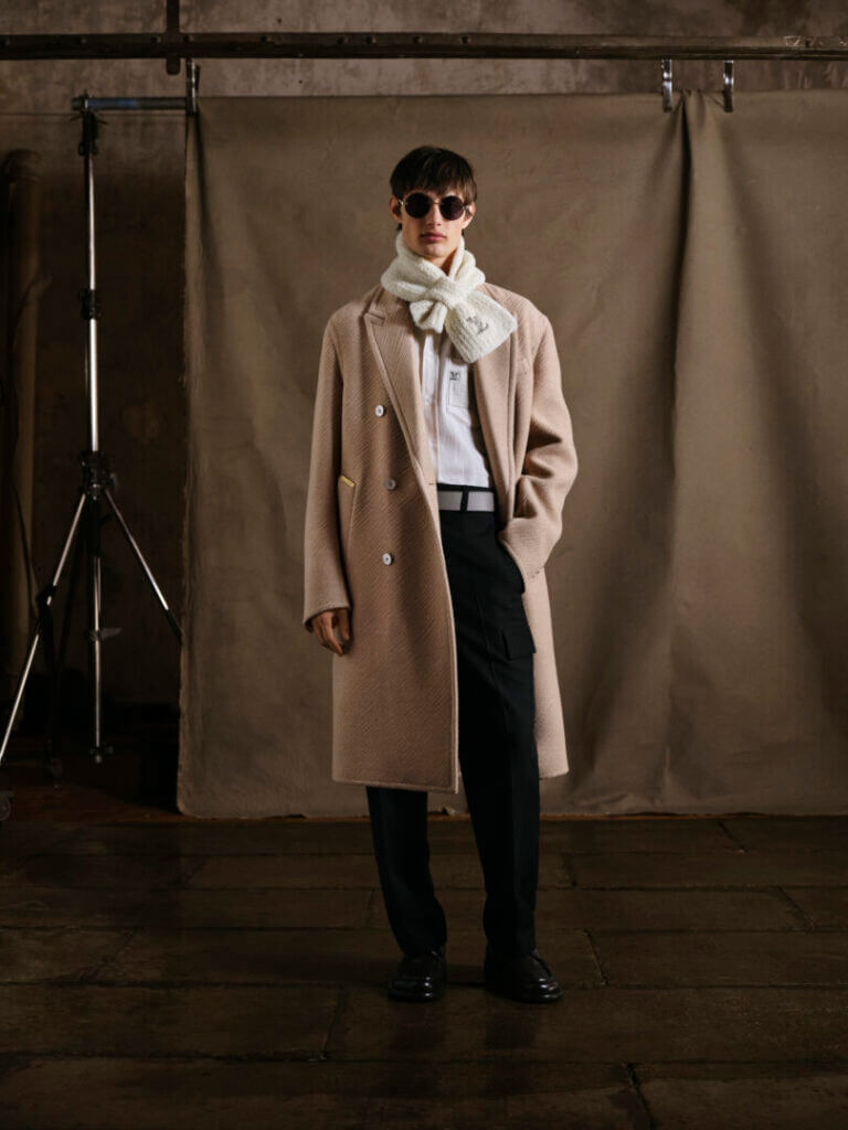 Model in a tan trench coat