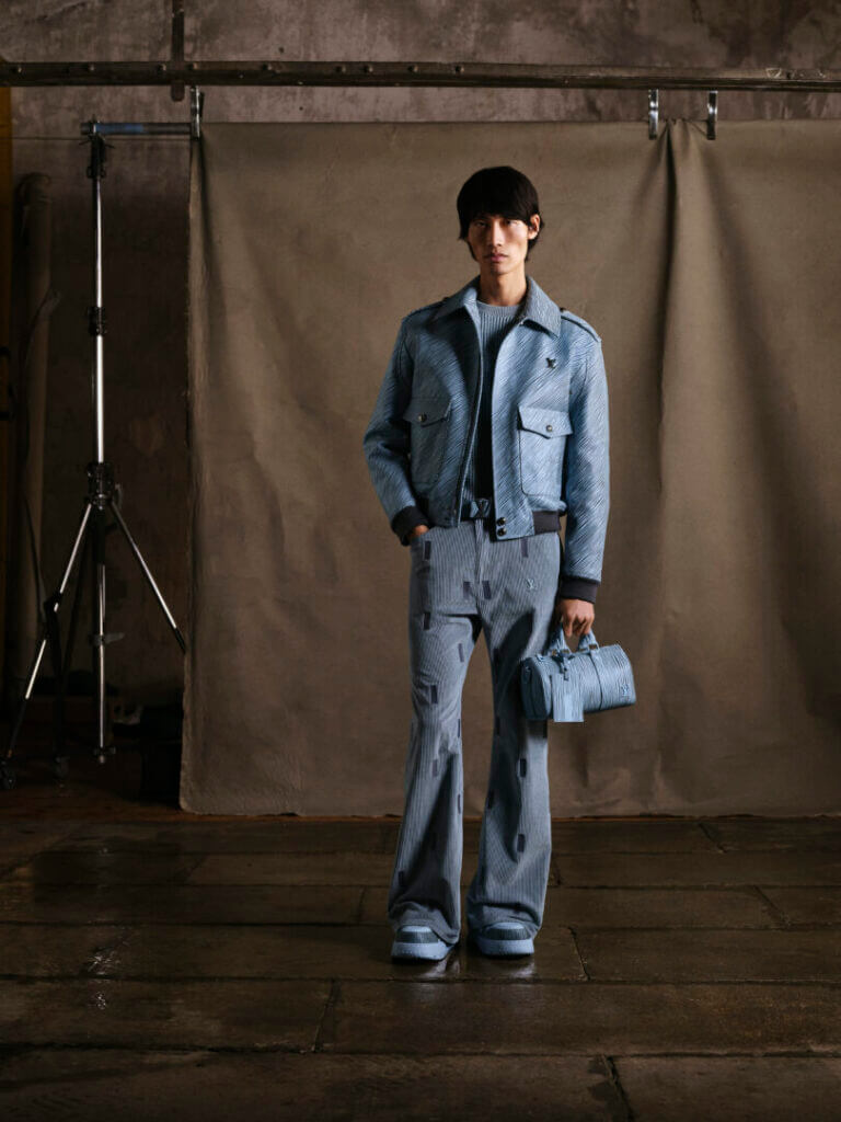 Model in a denim jacket and jeans