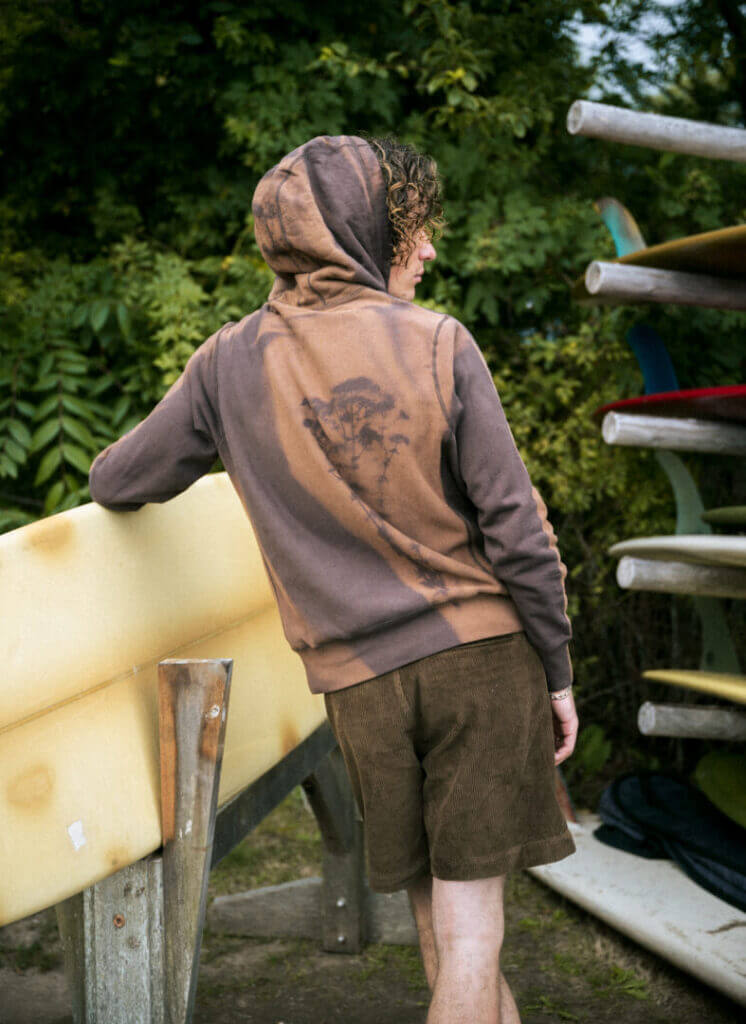 Person in a hooded brown sweatshirt