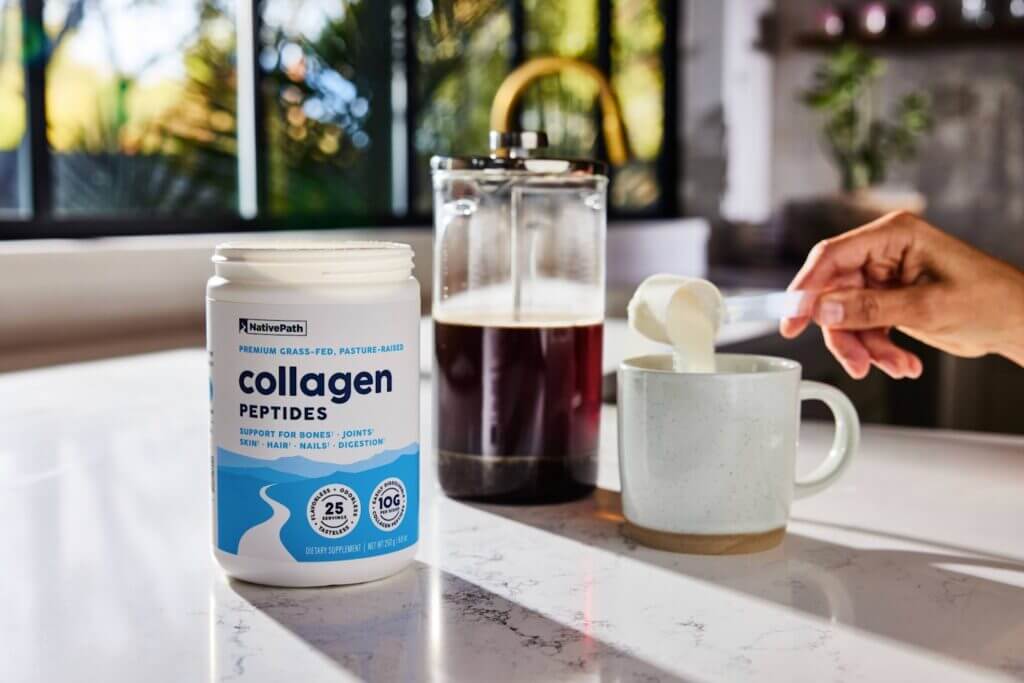NativePath’s Collagen Peptides are flavorless and super easy to mix in your hot drinks. Available on Amazon Price