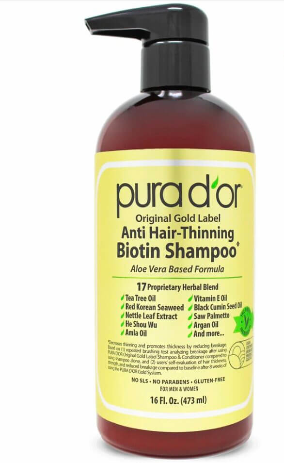 Bottle of hair thinning shampoo