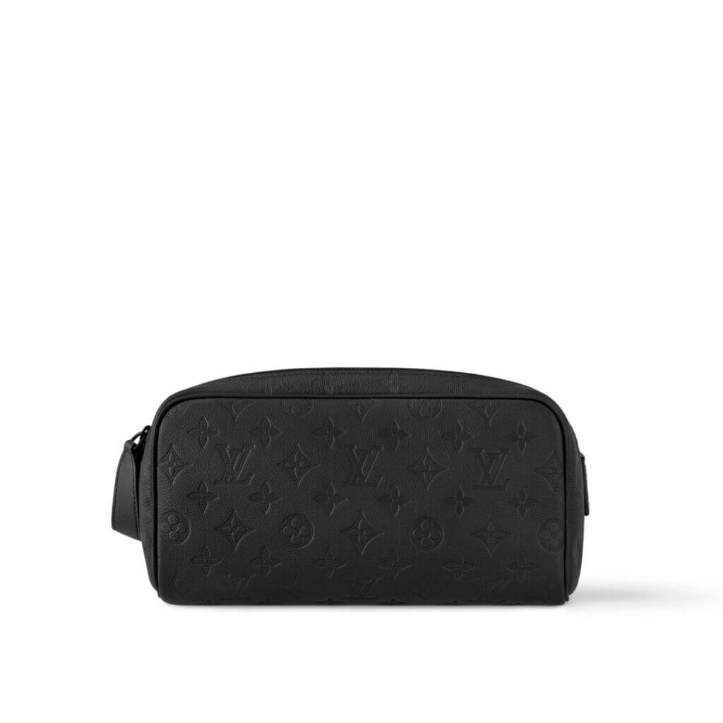 Black leather toiletry bag