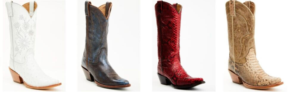 Four western boots row