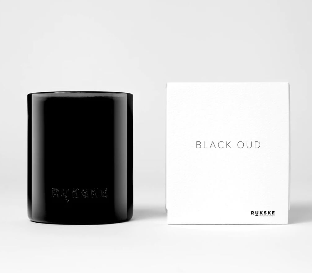 Black Oud candle and box