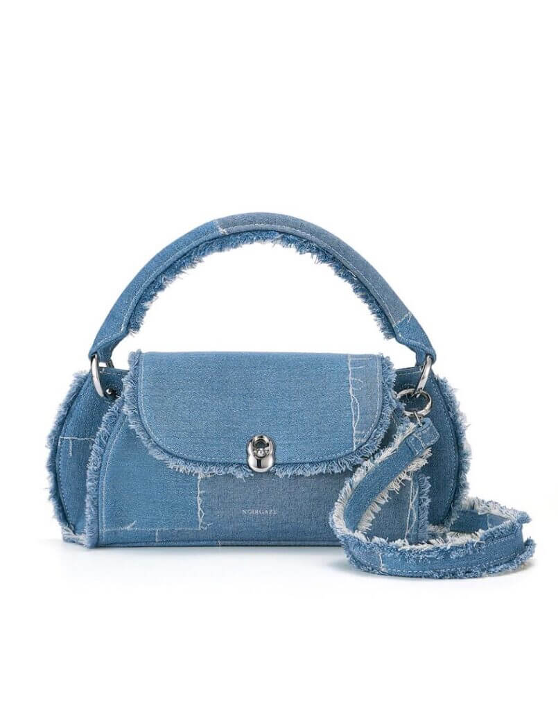 Denim top-handle bag