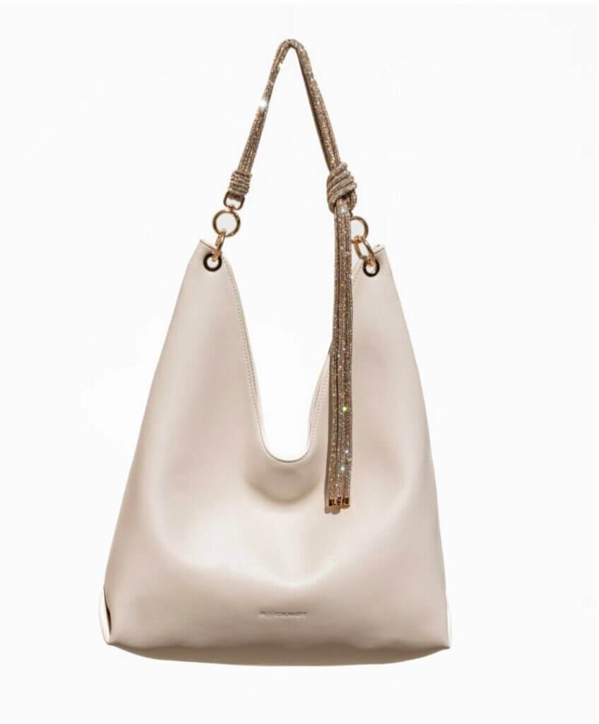 Cream leather hobo bag