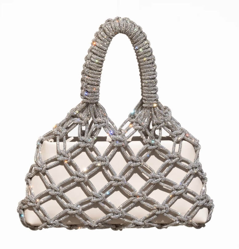 Silver macrame bag