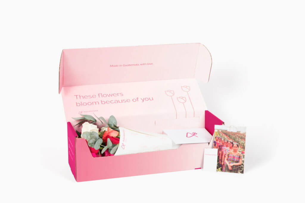 Pink gift box with skincare products
