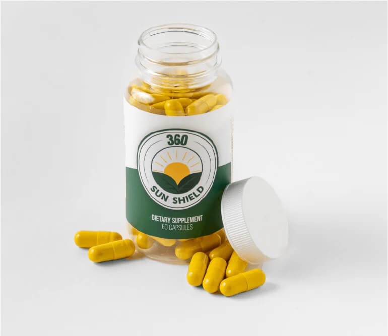 Jar of yellow supplement capsules